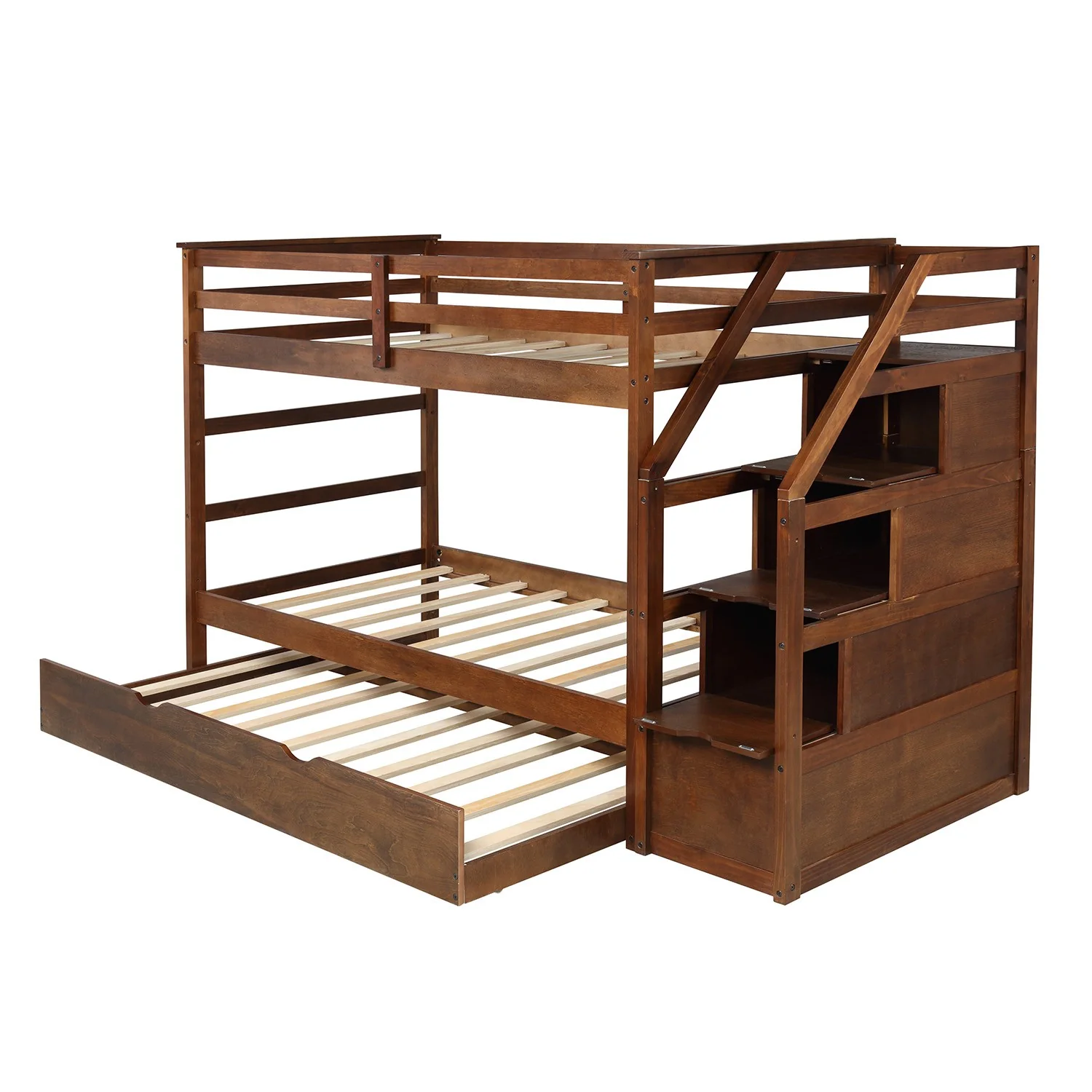 White Twin Over Twin Bunk Bed With Trundle By Homeroots - Image 14