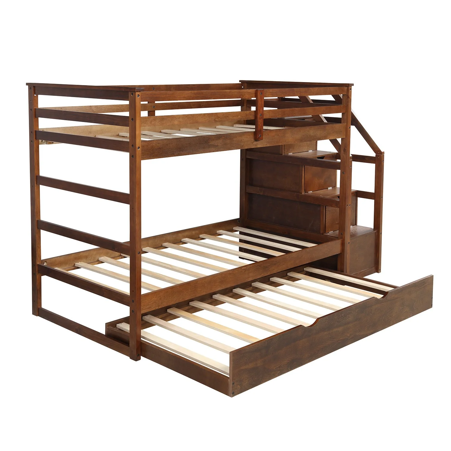 White Twin Over Twin Bunk Bed With Trundle By Homeroots - Image 15
