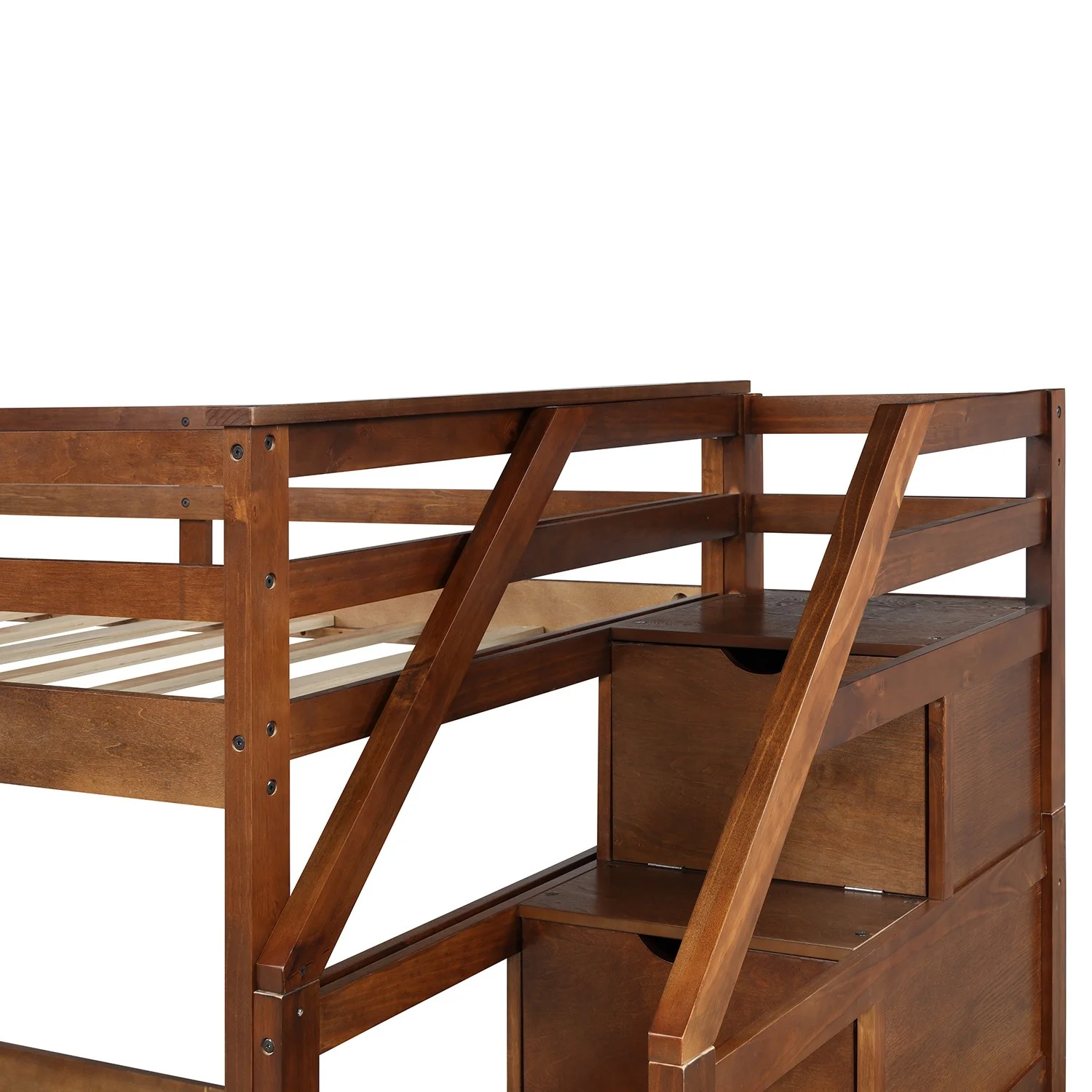 White Twin Over Twin Bunk Bed With Trundle By Homeroots - Image 17
