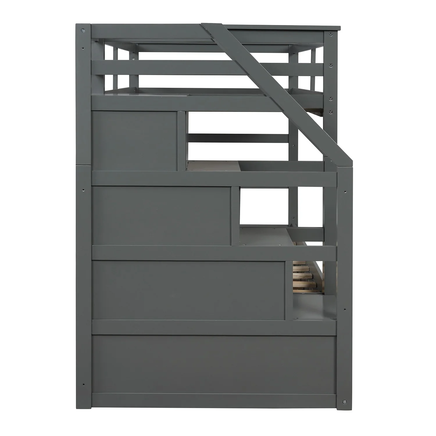 White Twin Over Twin Bunk Bed With Trundle By Homeroots - Image 20
