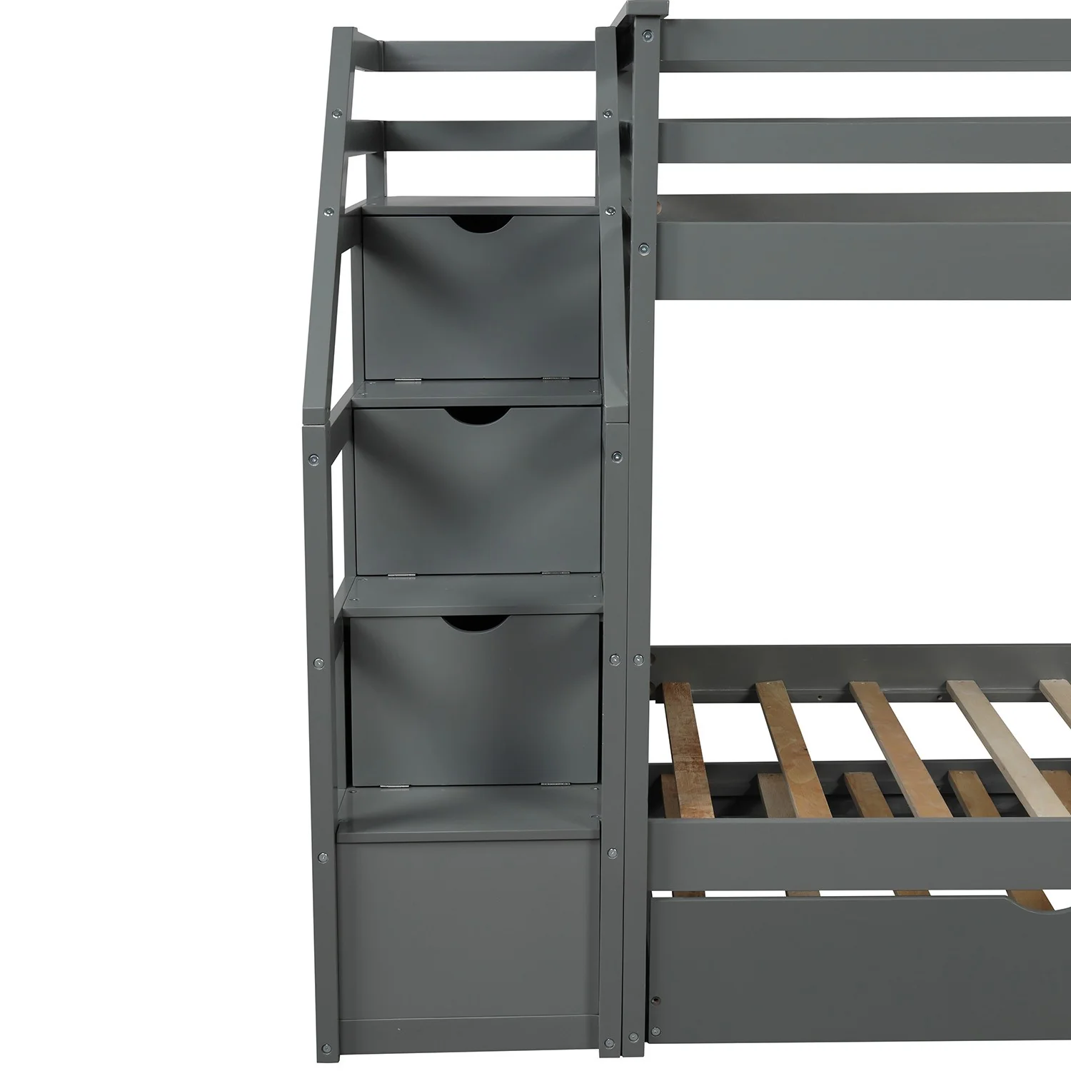 White Twin Over Twin Bunk Bed With Trundle By Homeroots - Image 26