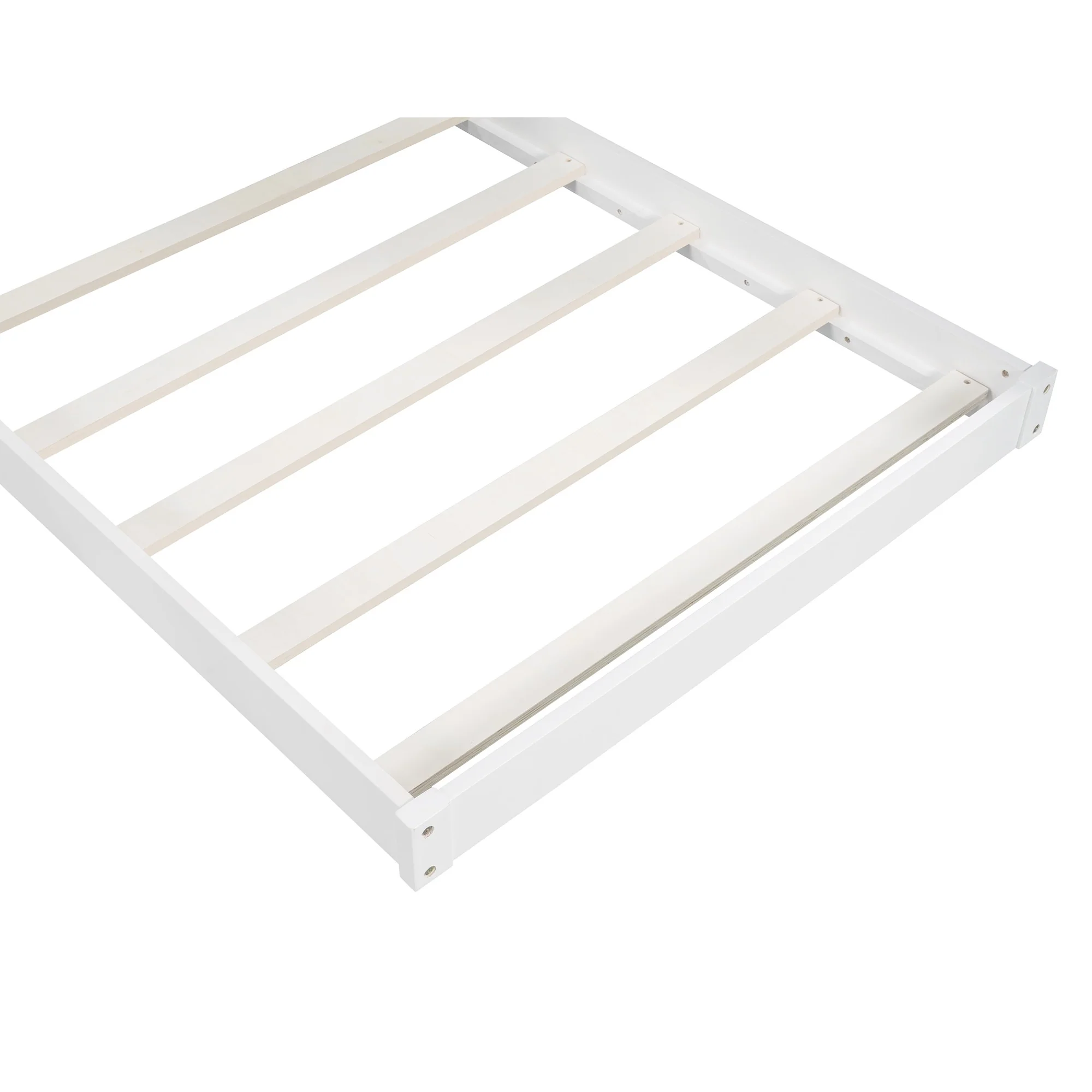 White Twin Over Twin Perpendicular Bunk Bed With Storage Stairs And Slide By Homeroots - Image 8