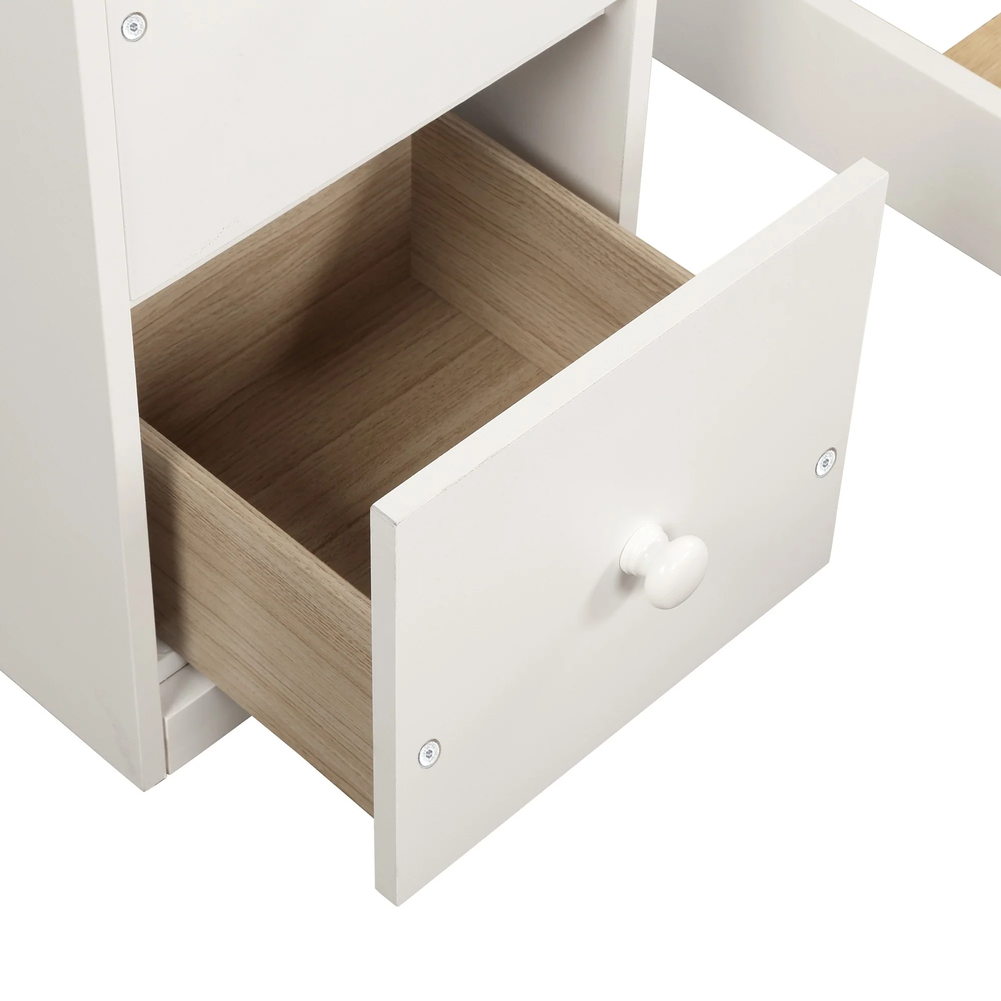 White Twin Over Twin Size Bed With Shelves And Drawers By Homeroots - Image 9