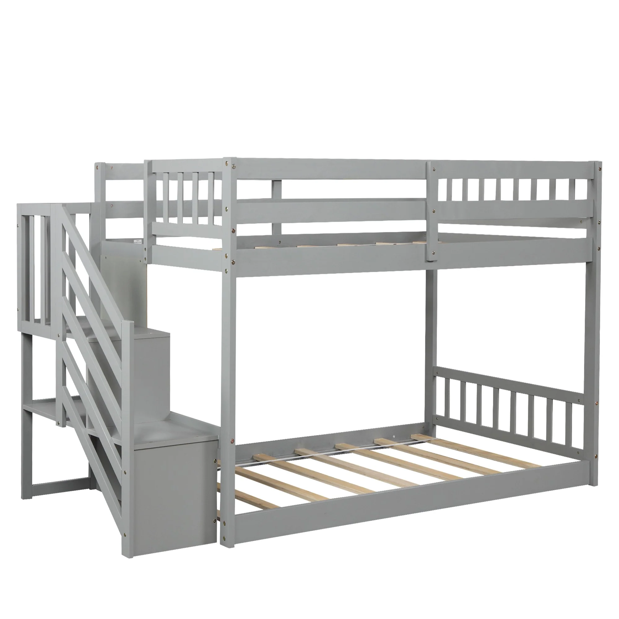 White Twin Over Twin Staircase Bunk Bed By Homeroots - Image 14