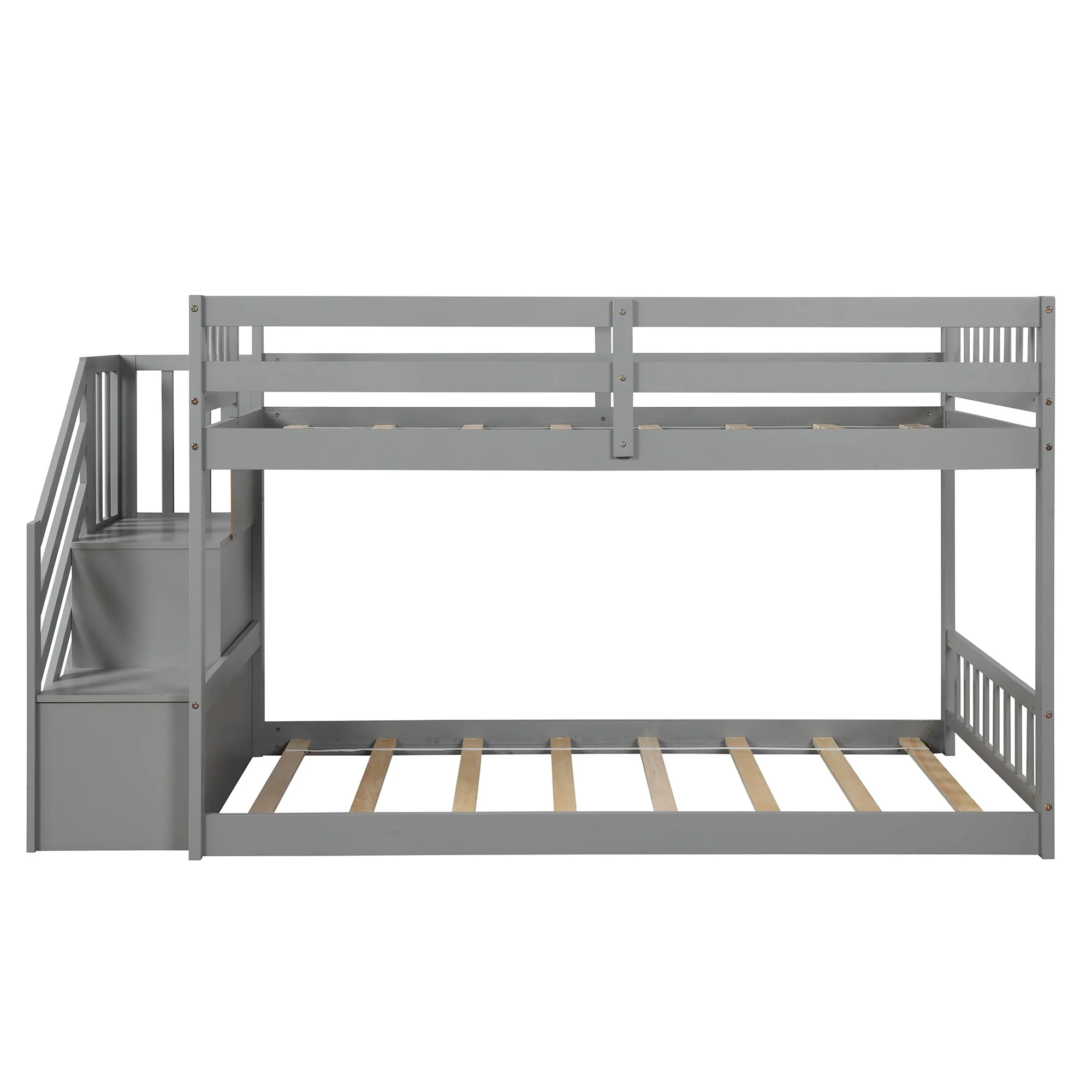 White Twin Over Twin Staircase Bunk Bed By Homeroots - Image 15