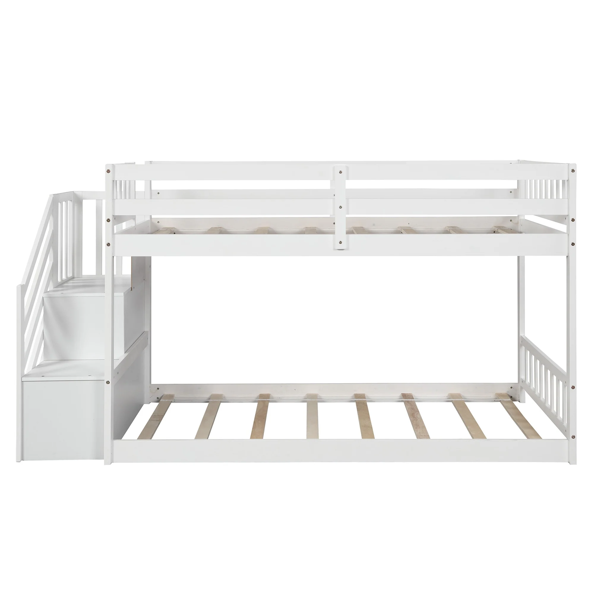 White Twin Over Twin Staircase Bunk Bed By Homeroots - Image 8