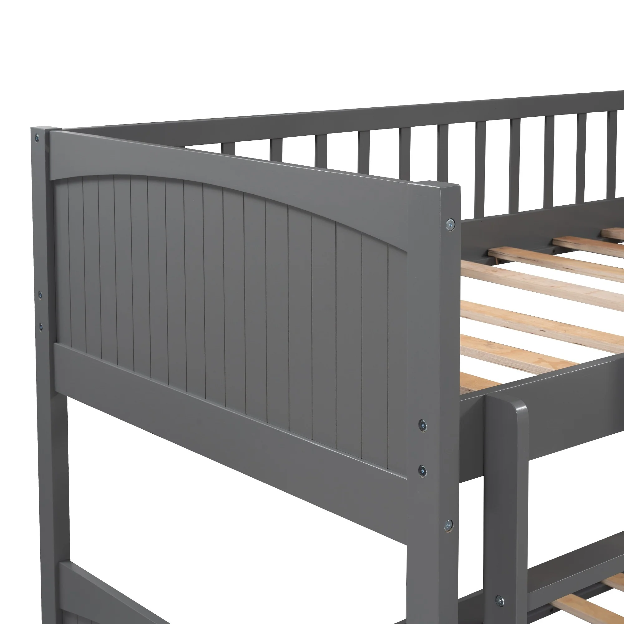 White Twin Size Bunk Bed With Attached Loft Bed And Drawers By Homeroots - Image 18