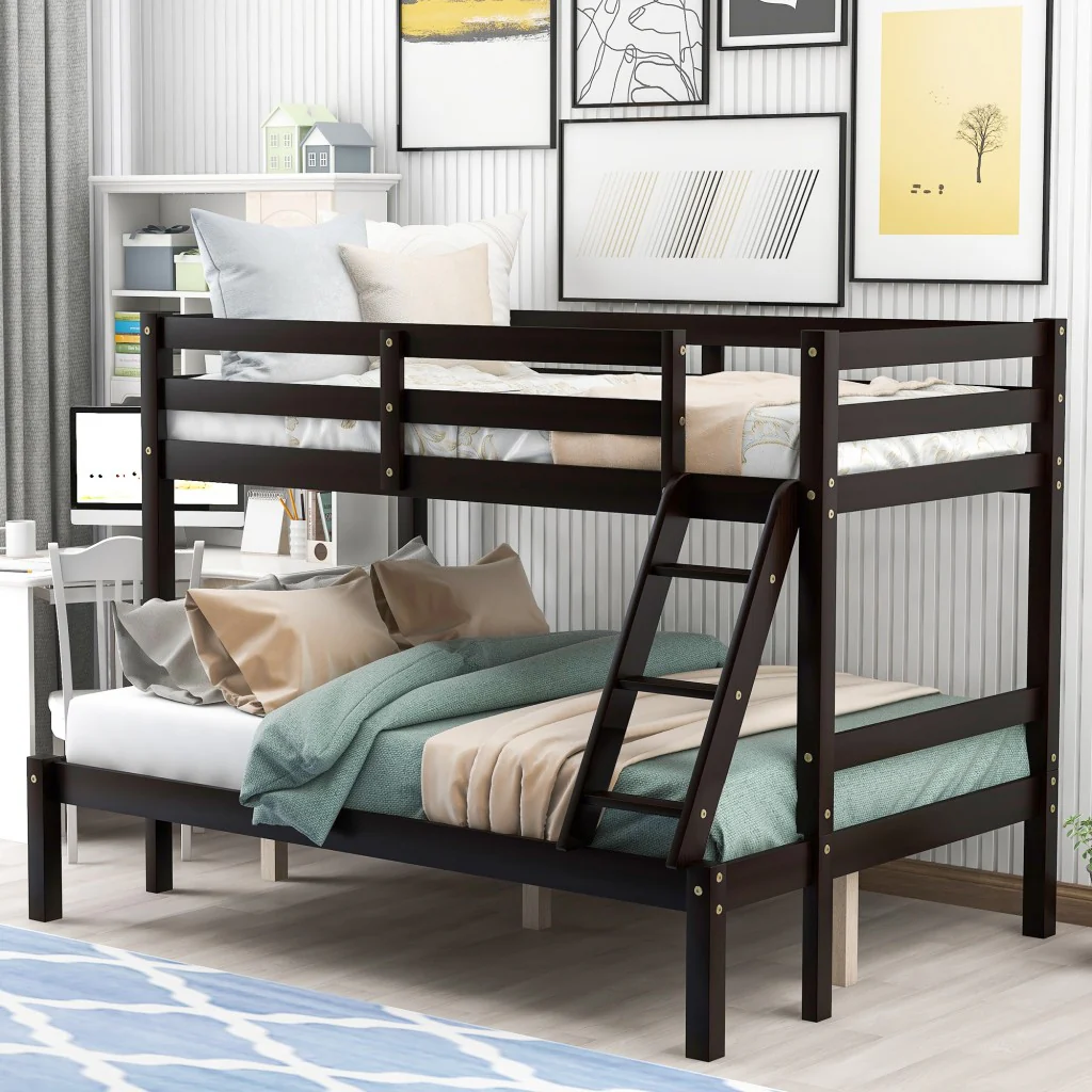 White Twin Size Full Size Bunk Bed By Homeroots - Image 10