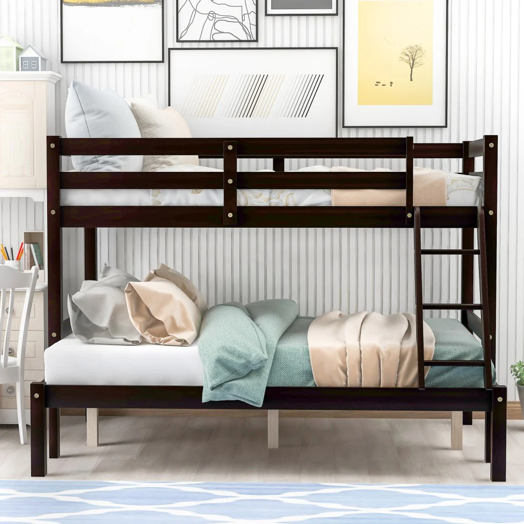 White Twin Size Full Size Bunk Bed By Homeroots - Image 11