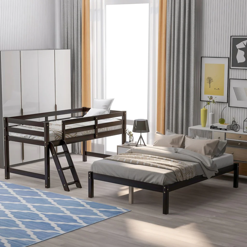 White Twin Size Full Size Bunk Bed By Homeroots - Image 15