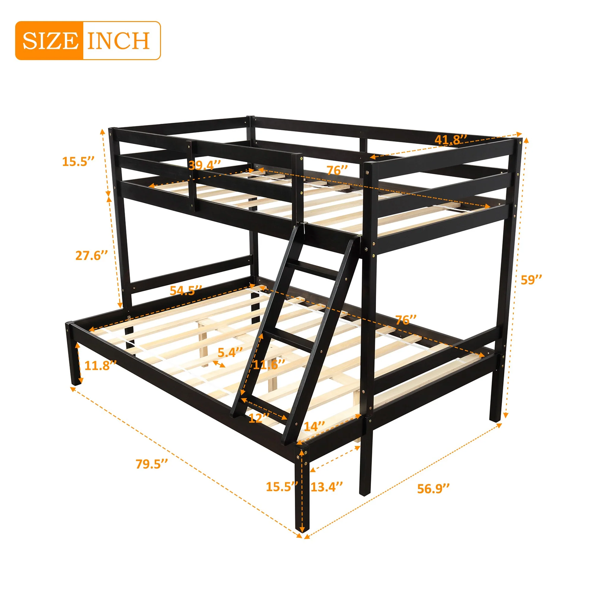 White Twin Size Full Size Bunk Bed By Homeroots - Image 18