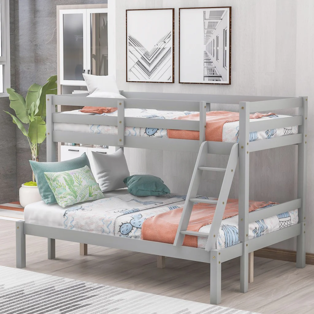 White Twin Size Full Size Bunk Bed By Homeroots - Image 19