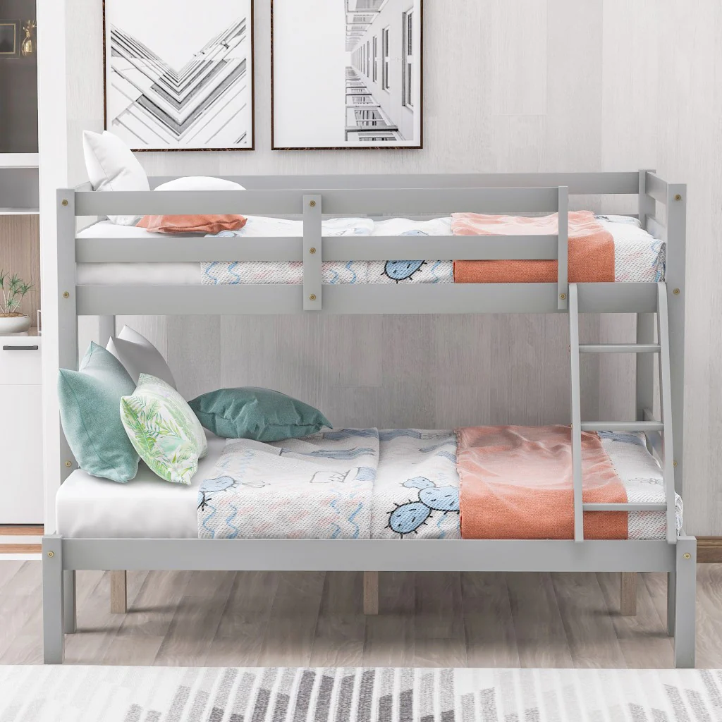 White Twin Size Full Size Bunk Bed By Homeroots - Image 21