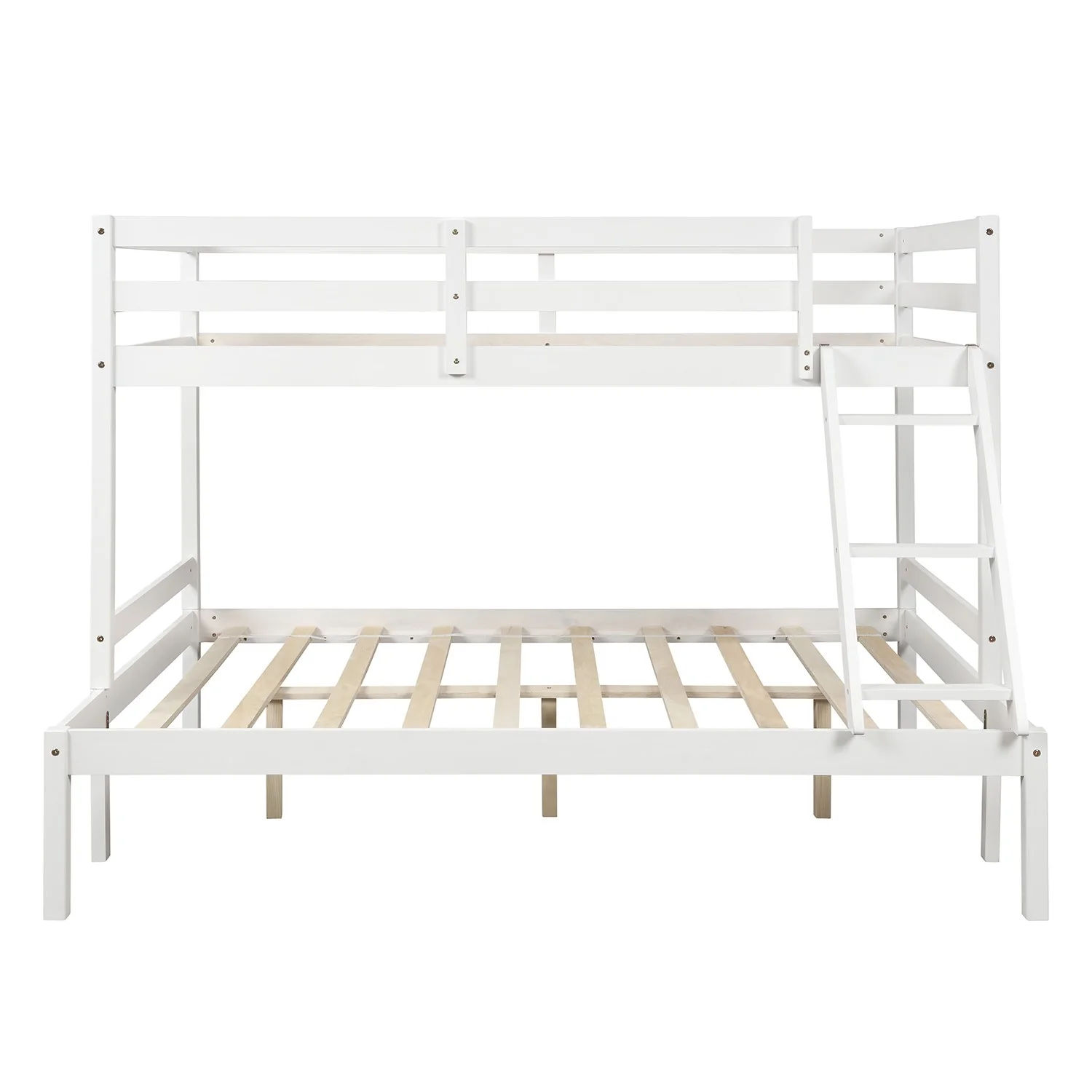 White Twin Size Full Size Bunk Bed By Homeroots - Image 5