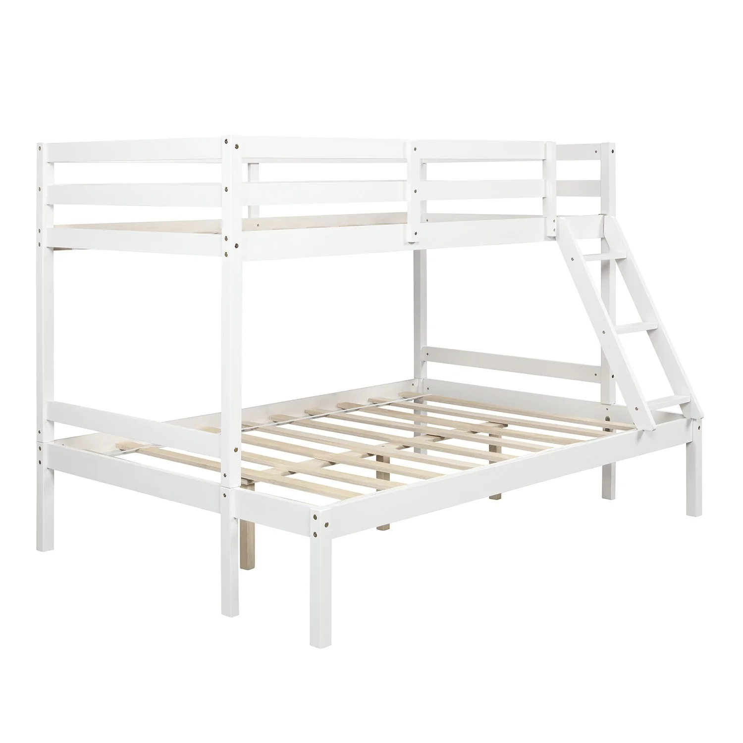 White Twin Size Full Size Bunk Bed By Homeroots - Image 6