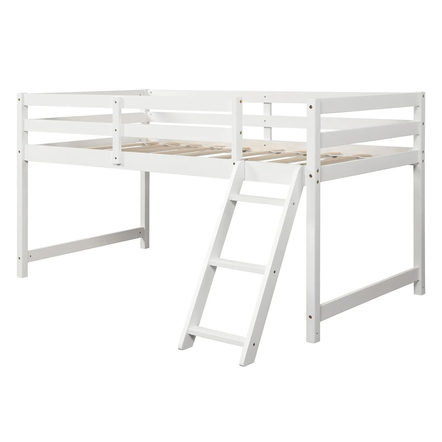 White Twin Size Full Size Bunk Bed By Homeroots - Image 7