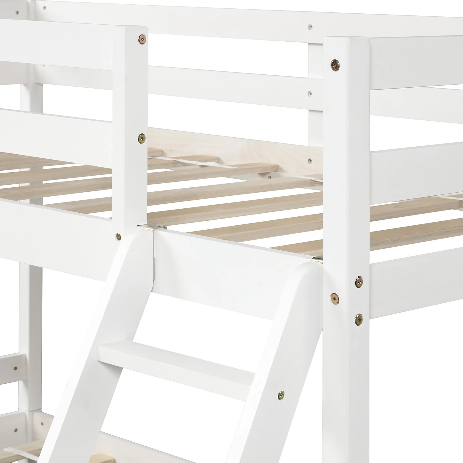 White Twin Size Full Size Bunk Bed By Homeroots - Image 8