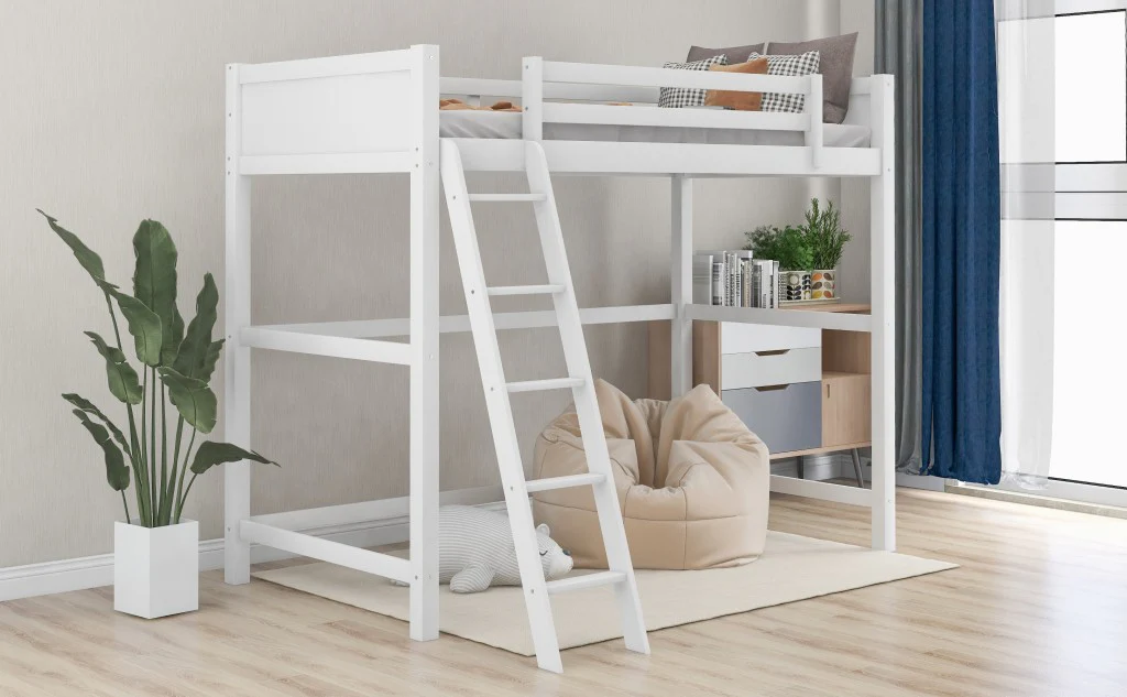White Twin Size High Loft Bed By Homeroots - 404105 - Image 8