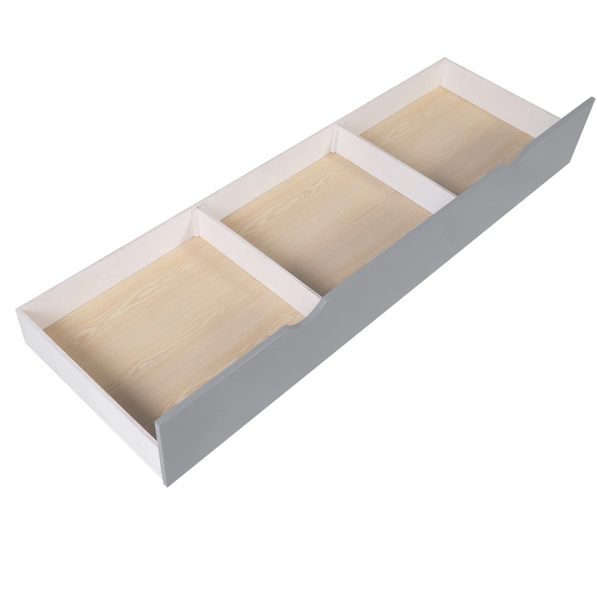 White Twin Size L Shaped Double Bunk Bed With Drawer By Homeroots - Image 15