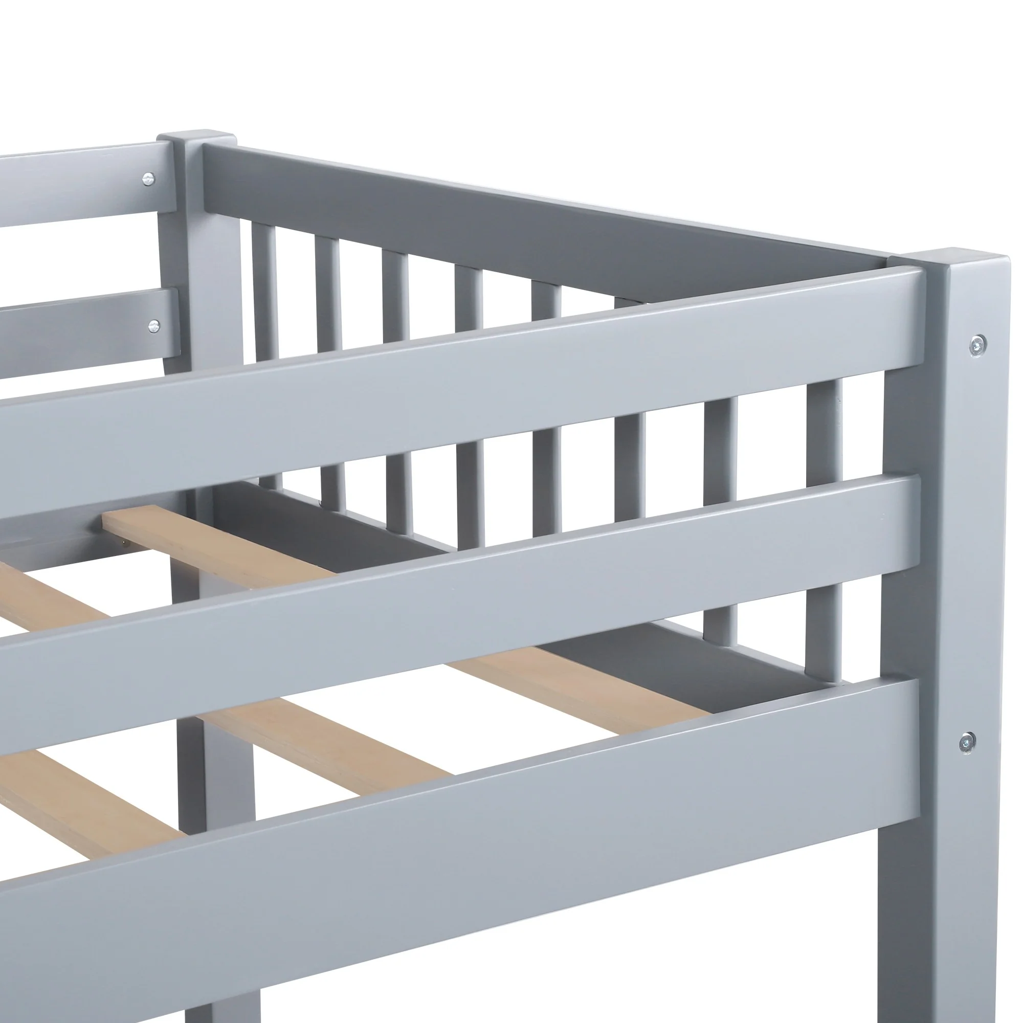 White Twin Size L Shaped Double Bunk Bed With Drawer By Homeroots - Image 17