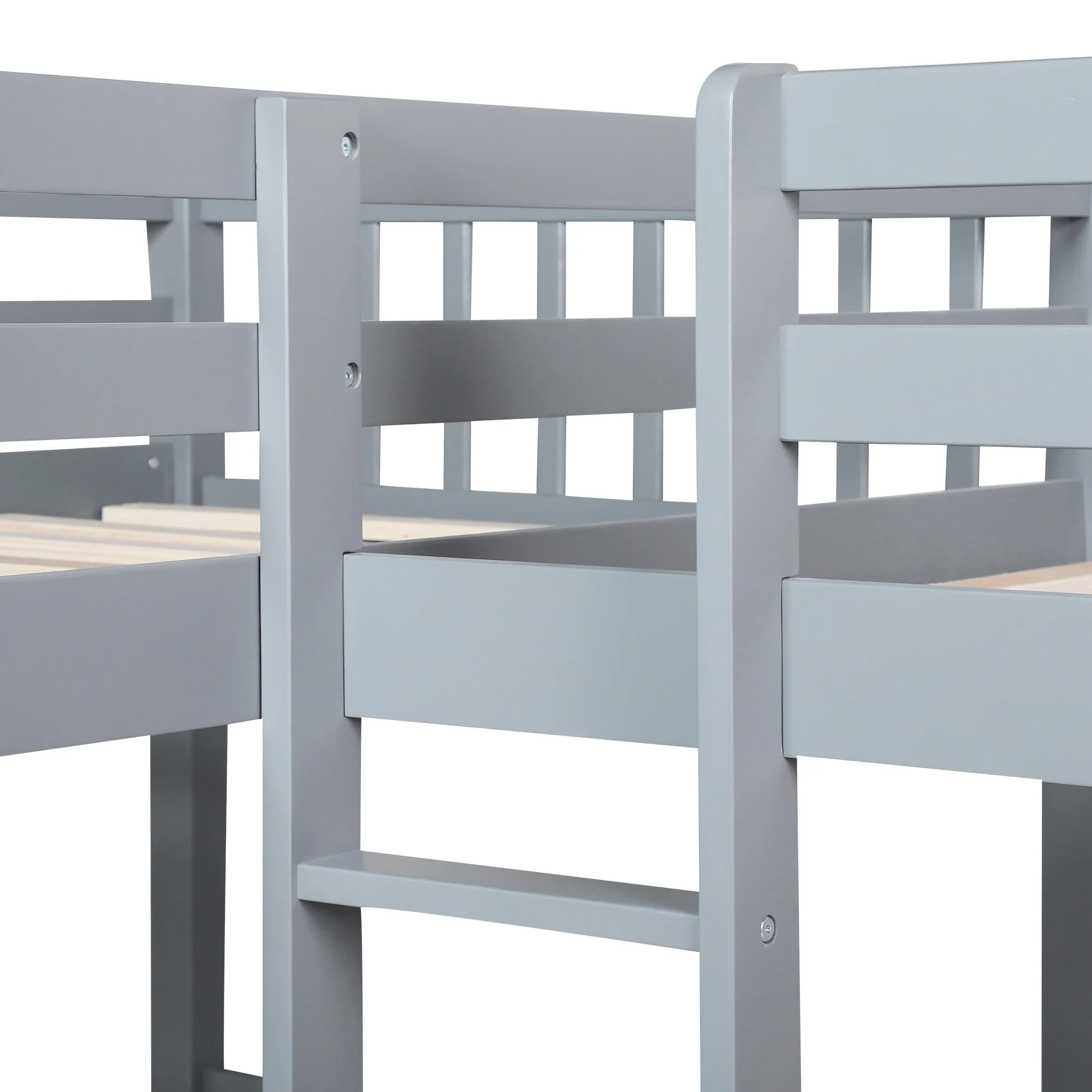 White Twin Size L Shaped Double Bunk Bed With Drawer By Homeroots - Image 18