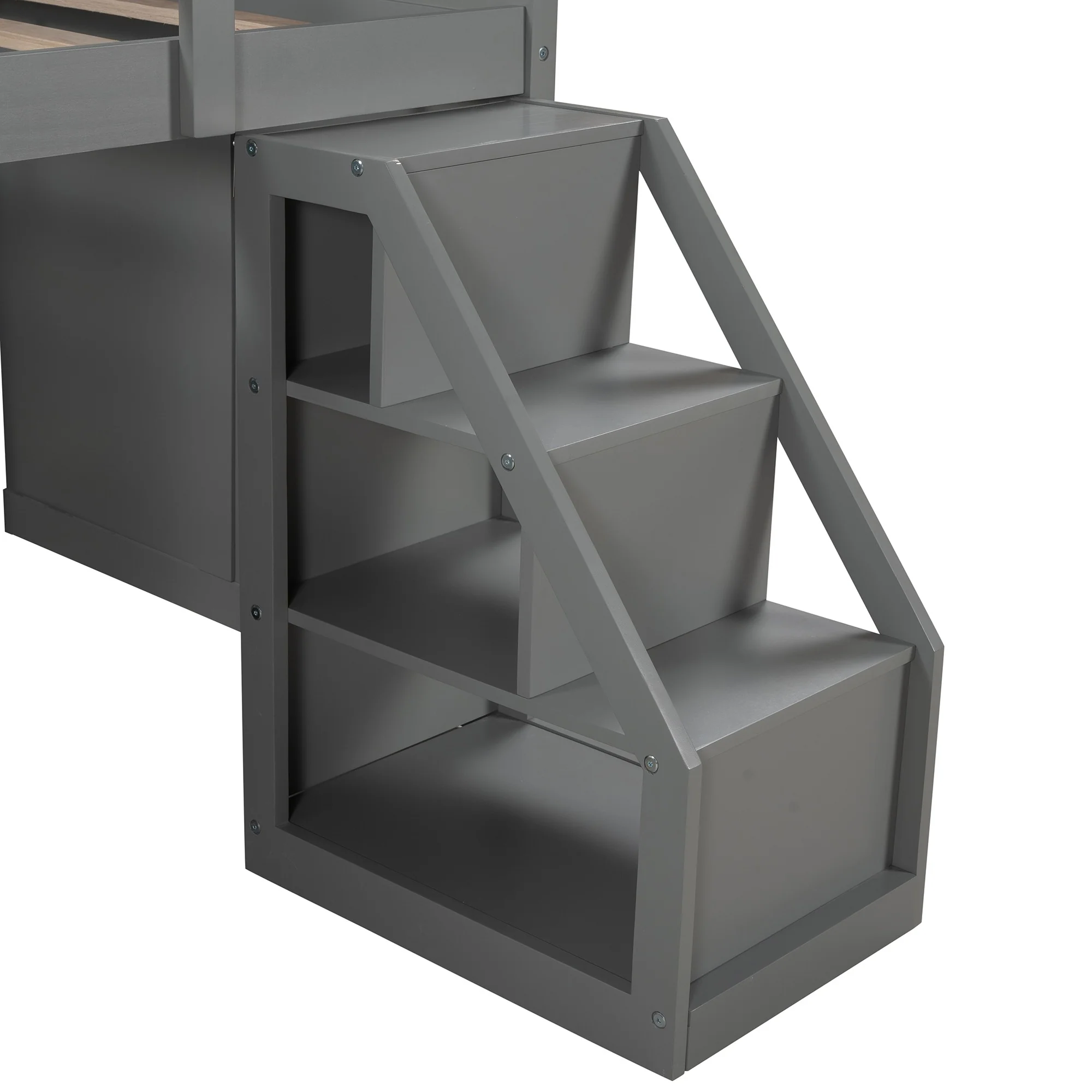 White Twin Size Low Loft Bed With Portable Desk By Homeroots - Image 18