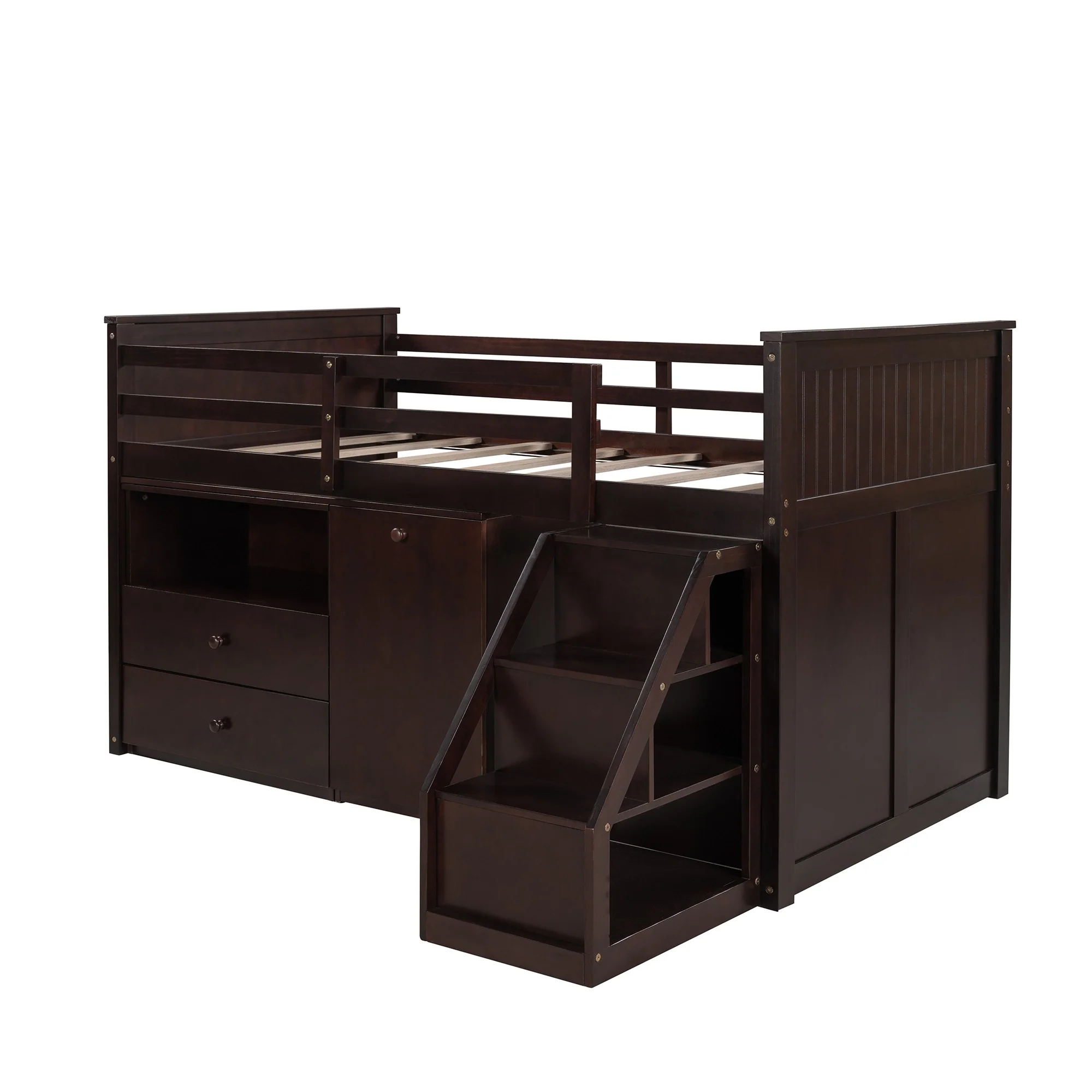 White Twin Size Low Loft Bed With Portable Desk By Homeroots - Image 26