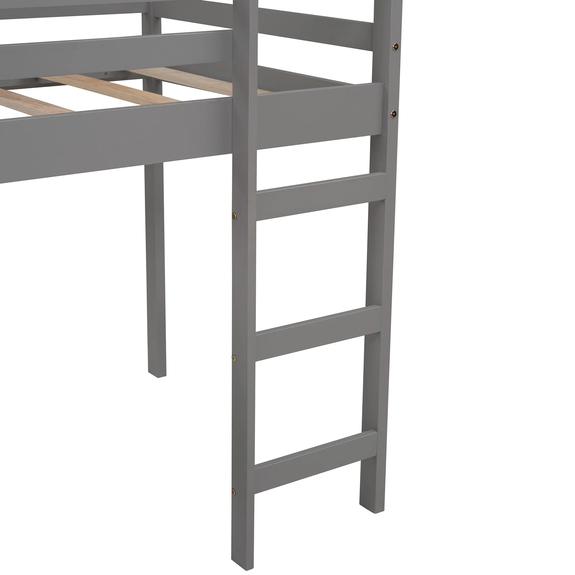 White Twin Size Slide House Loft Bed By Homeroots - Image 15