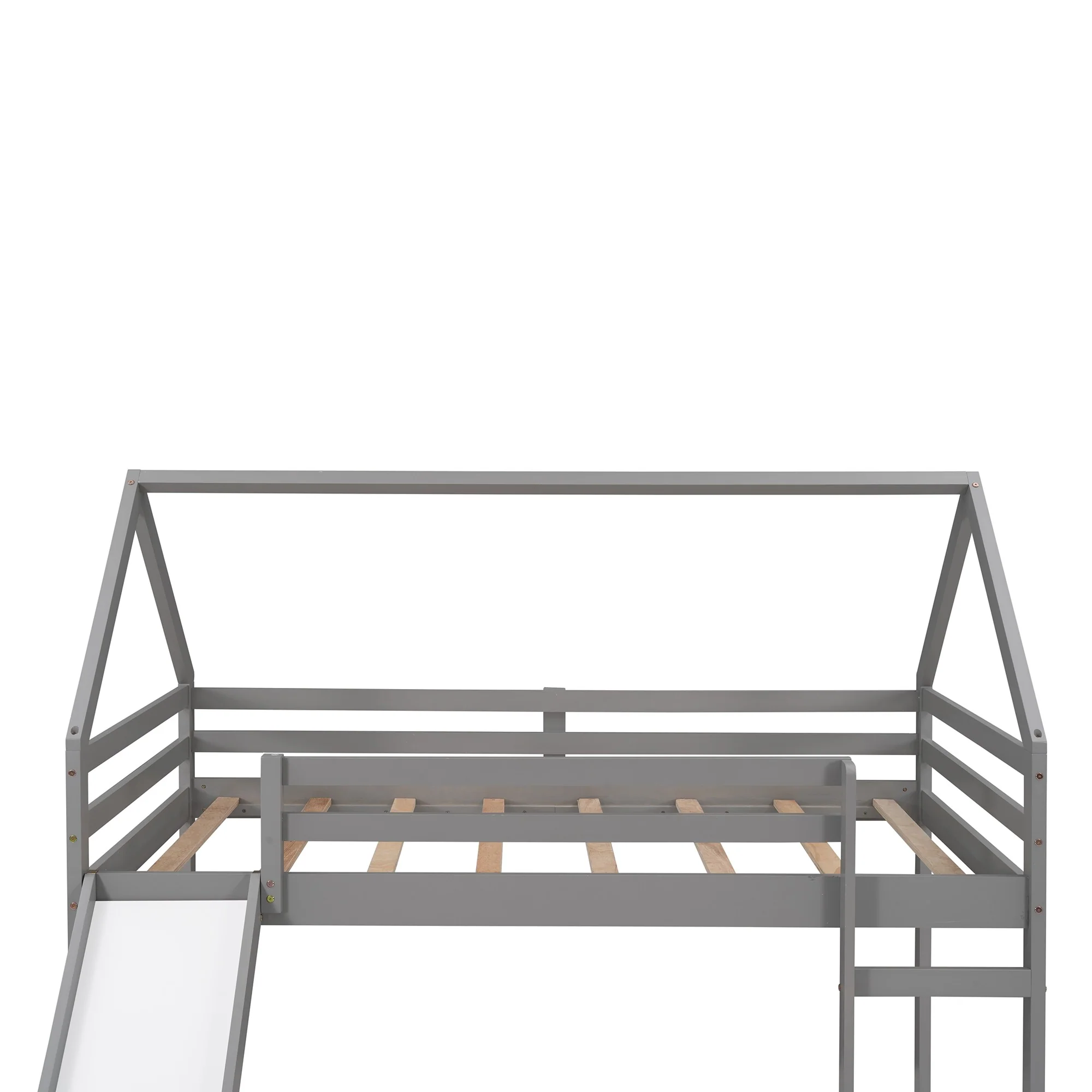 White Twin Size Slide House Loft Bed By Homeroots - Image 16