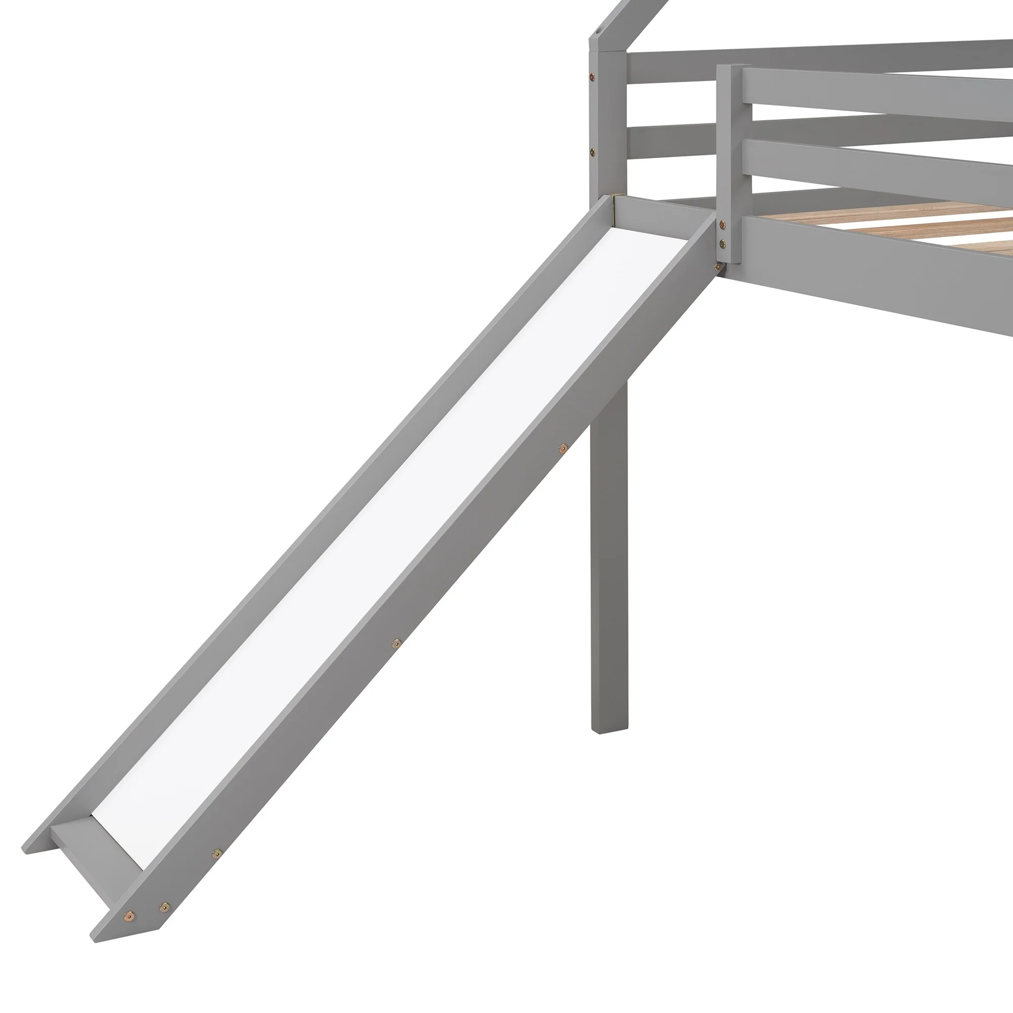 White Twin Size Slide House Loft Bed By Homeroots - Image 18