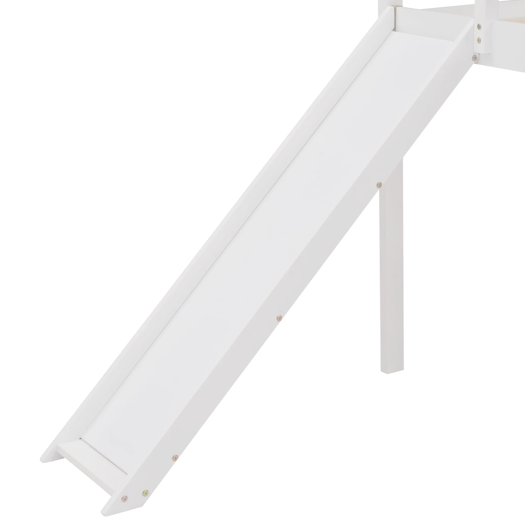 White Twin Size Slide House Loft Bed By Homeroots - Image 7
