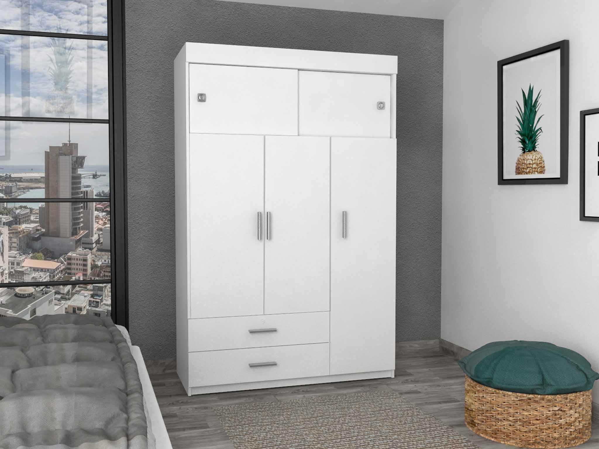 White Two Drawer Combo Dresser By Homeroots - Image 4