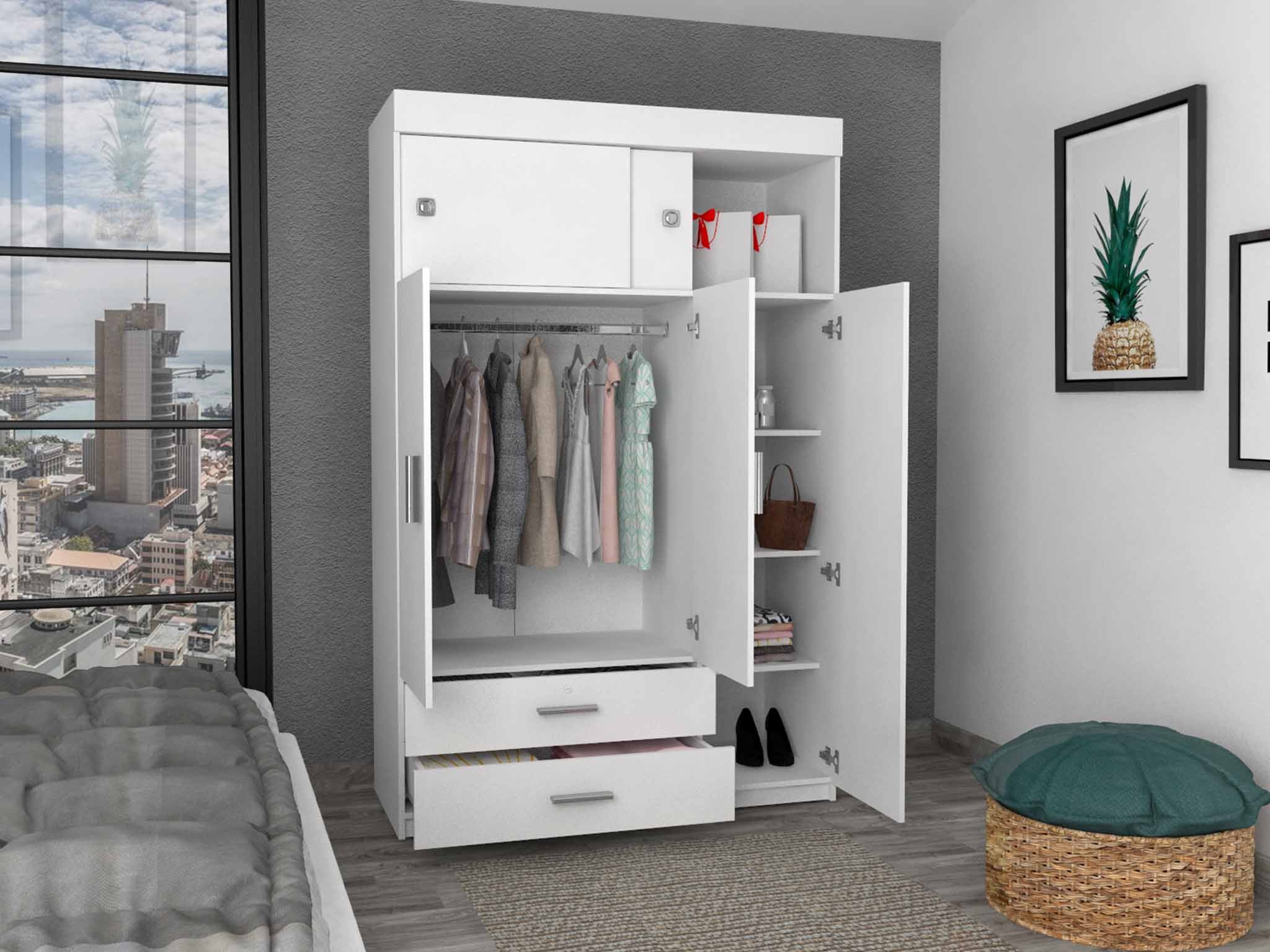 White Two Drawer Combo Dresser By Homeroots - Image 6