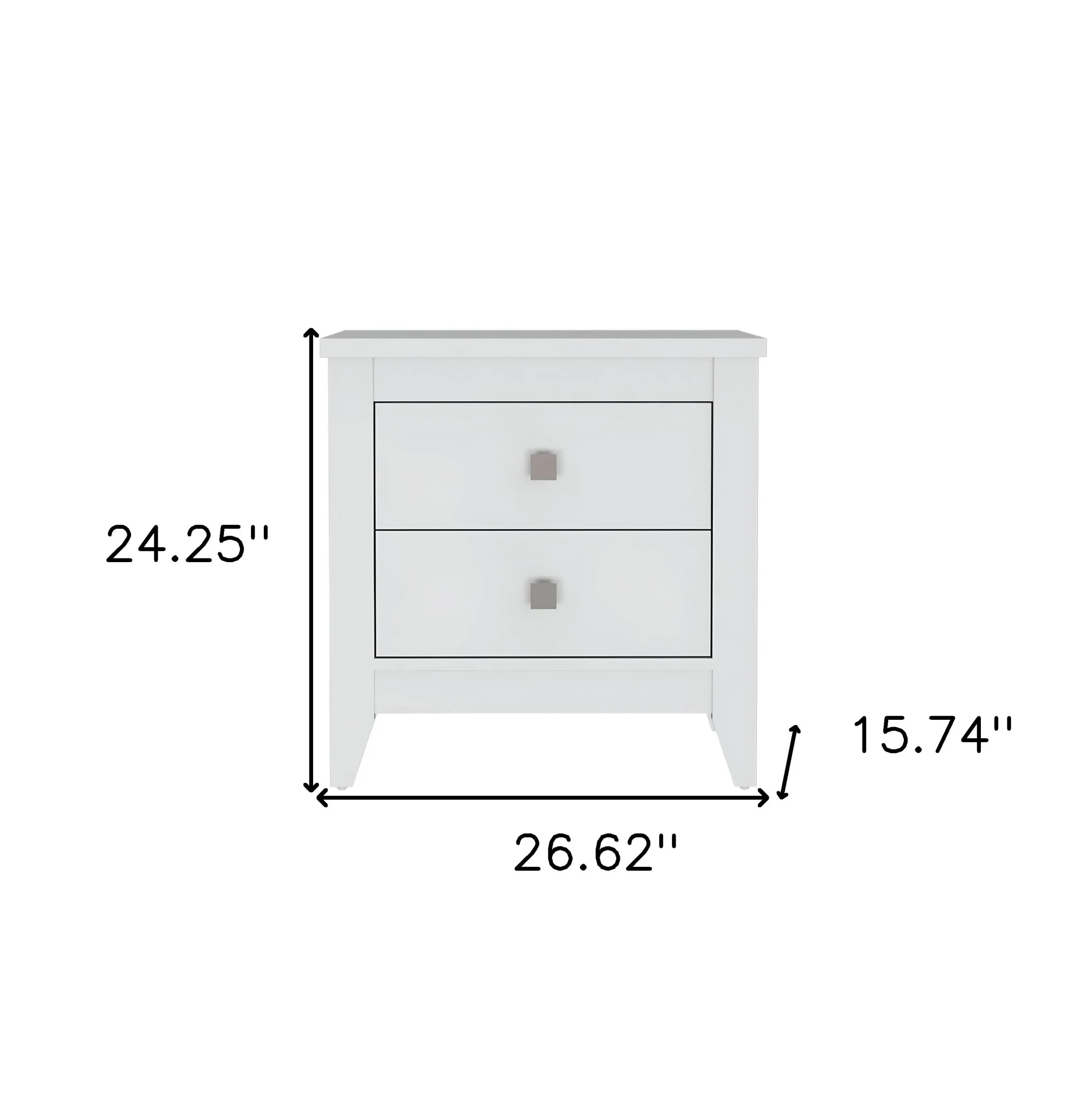 White Two Drawer Faux Wood Nightstand By Homeroots - Image 2
