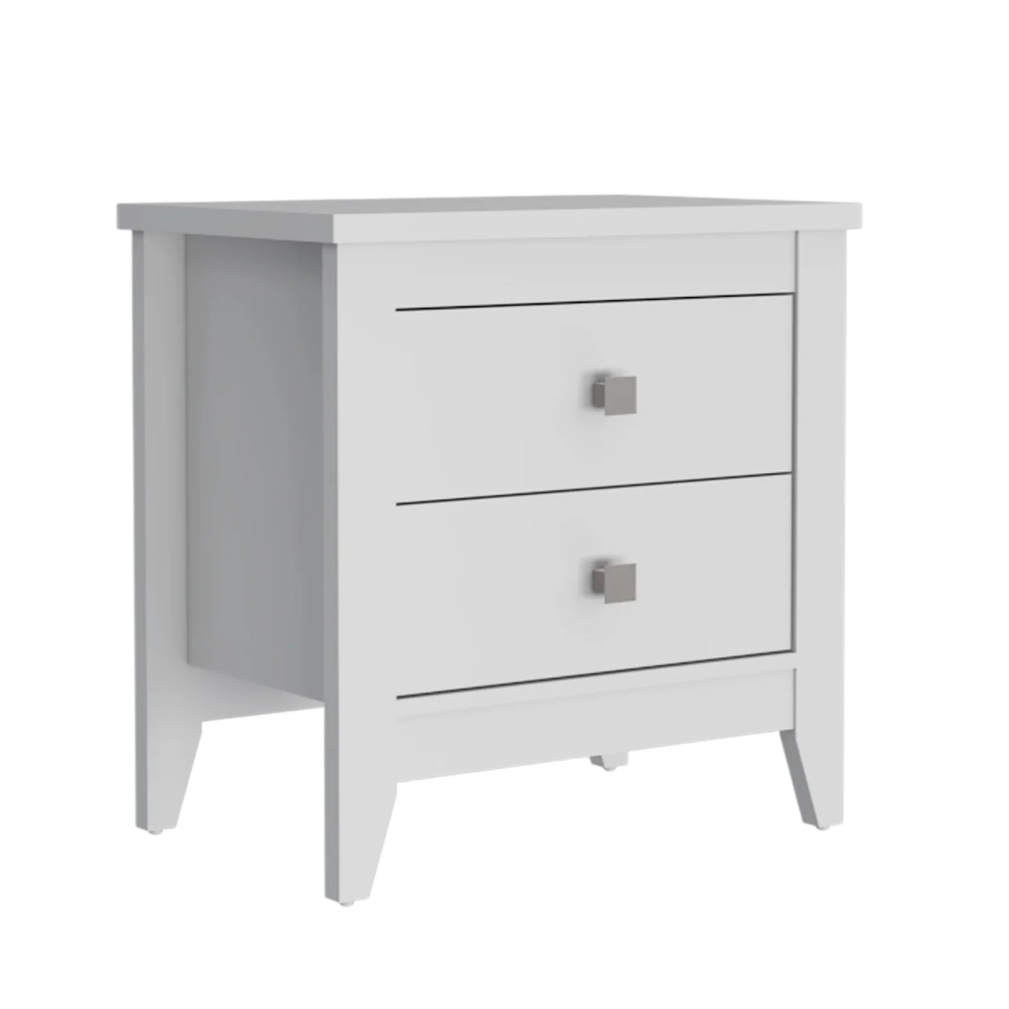White Two Drawer Faux Wood Nightstand By Homeroots - Image 3