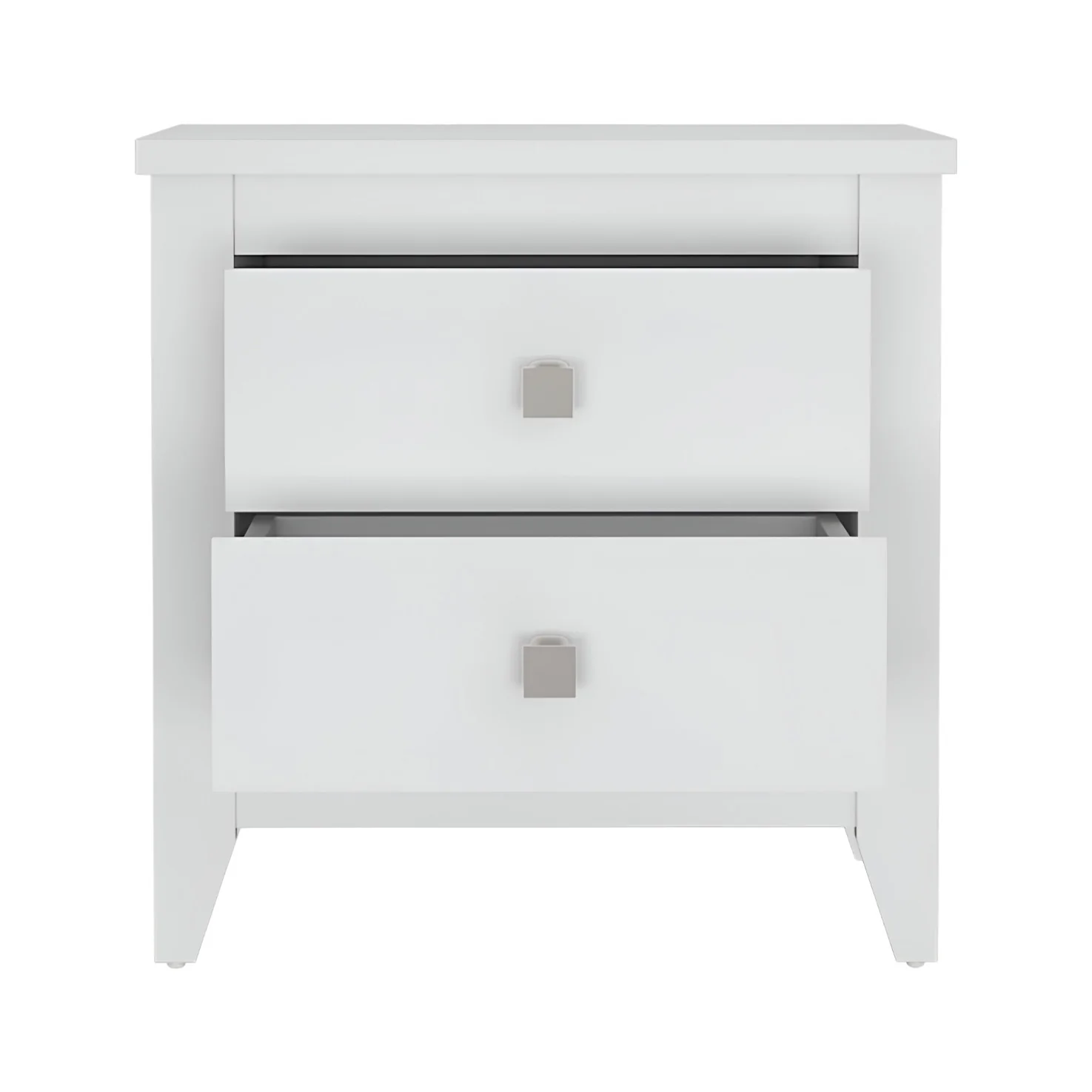 White Two Drawer Faux Wood Nightstand By Homeroots - Image 5