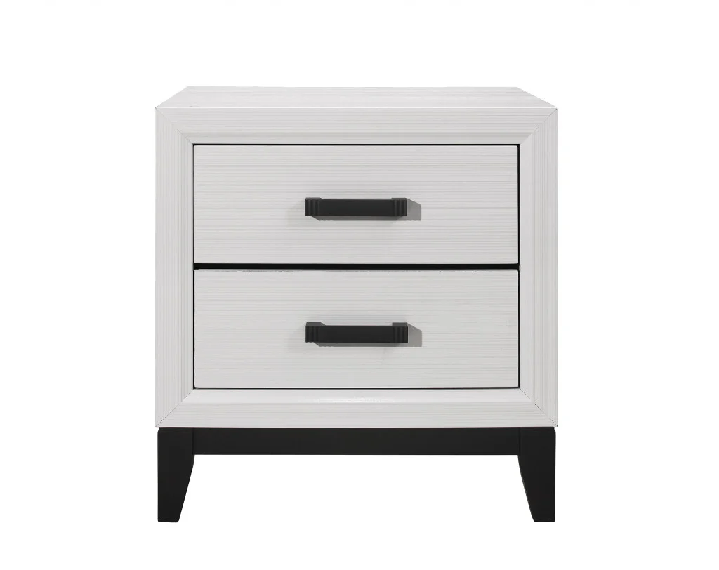White Two Drawer Nightstand By Homeroots - Image 3
