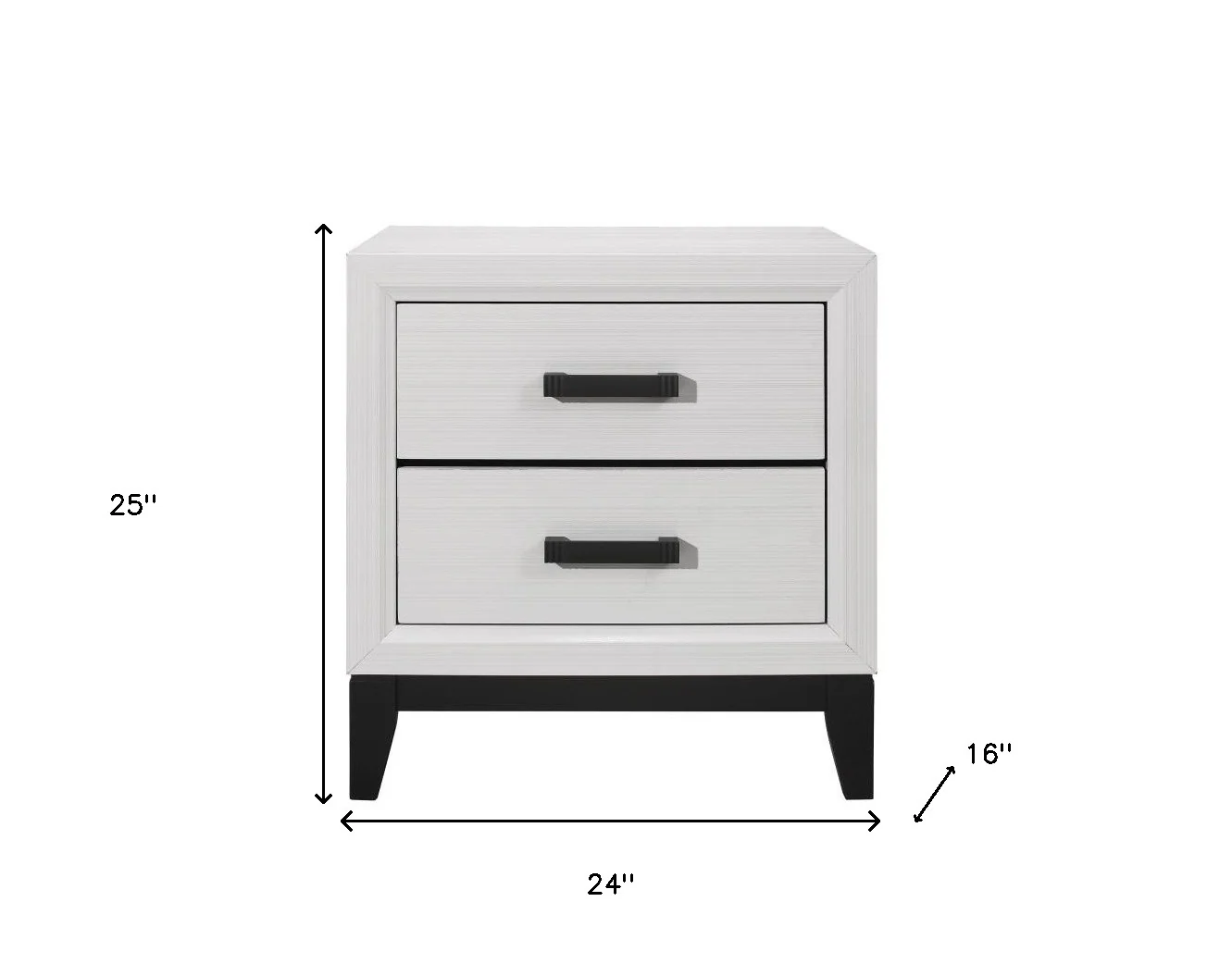 White Two Drawer Nightstand By Homeroots - Image 5