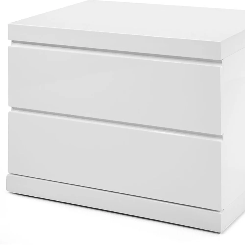White Two Drawers Nightstand By Homeroots - Image 5