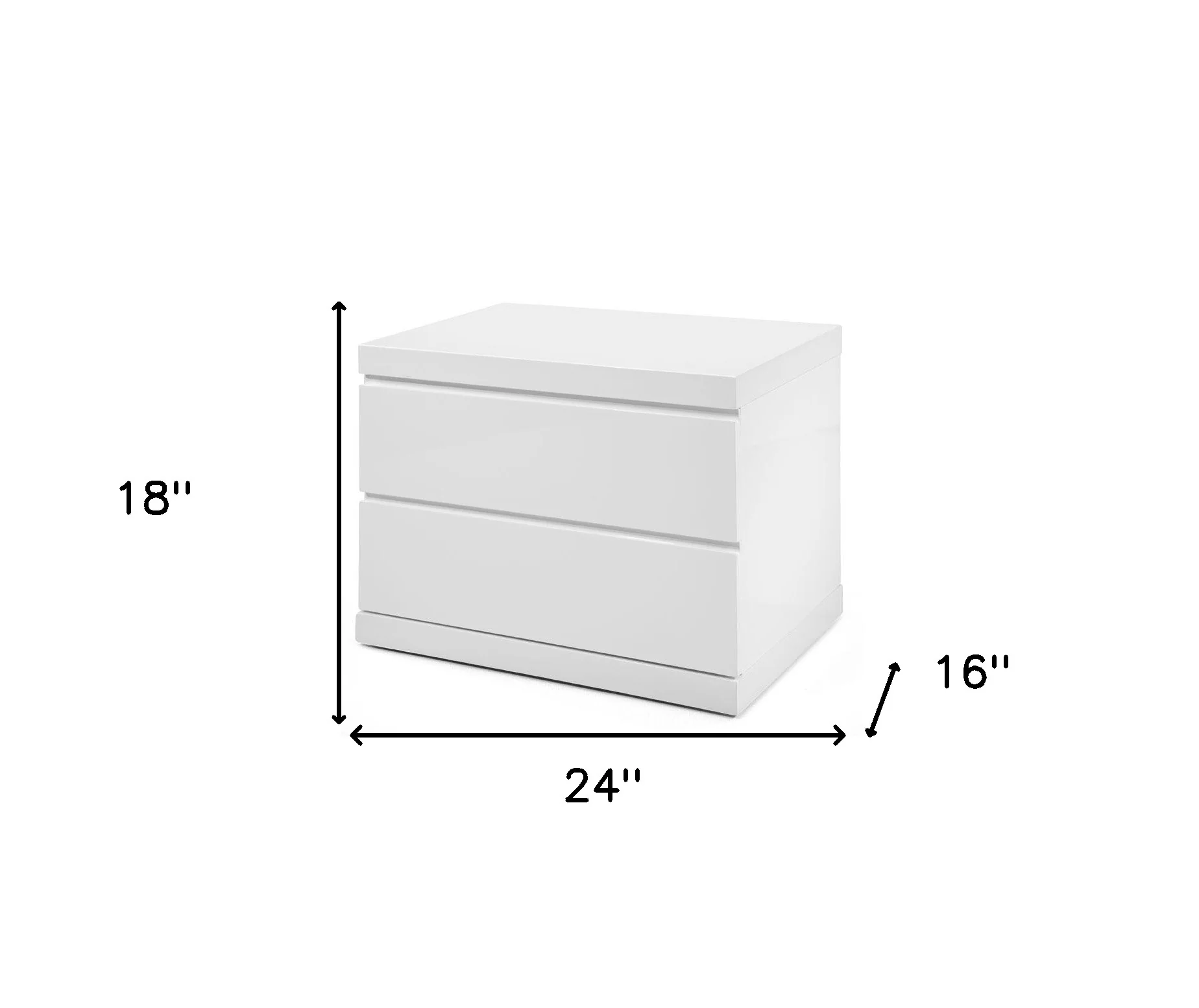 White Two Drawers Nightstand By Homeroots - Image 6