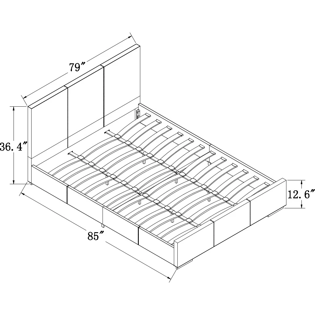 White Upholstered King Platform Bed By Homeroots - Image 5