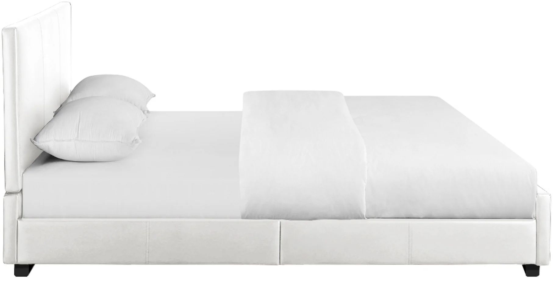 White Upholstered Twin Platform Bed By Homeroots - Image 4