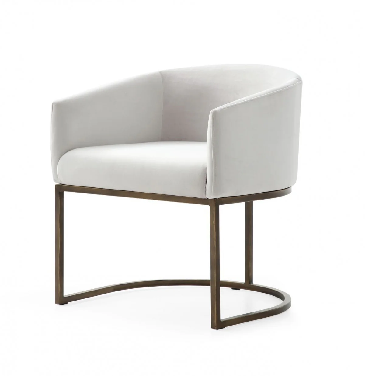 White Velvet Brass Modern Dining Chair By Homeroots - Image 2