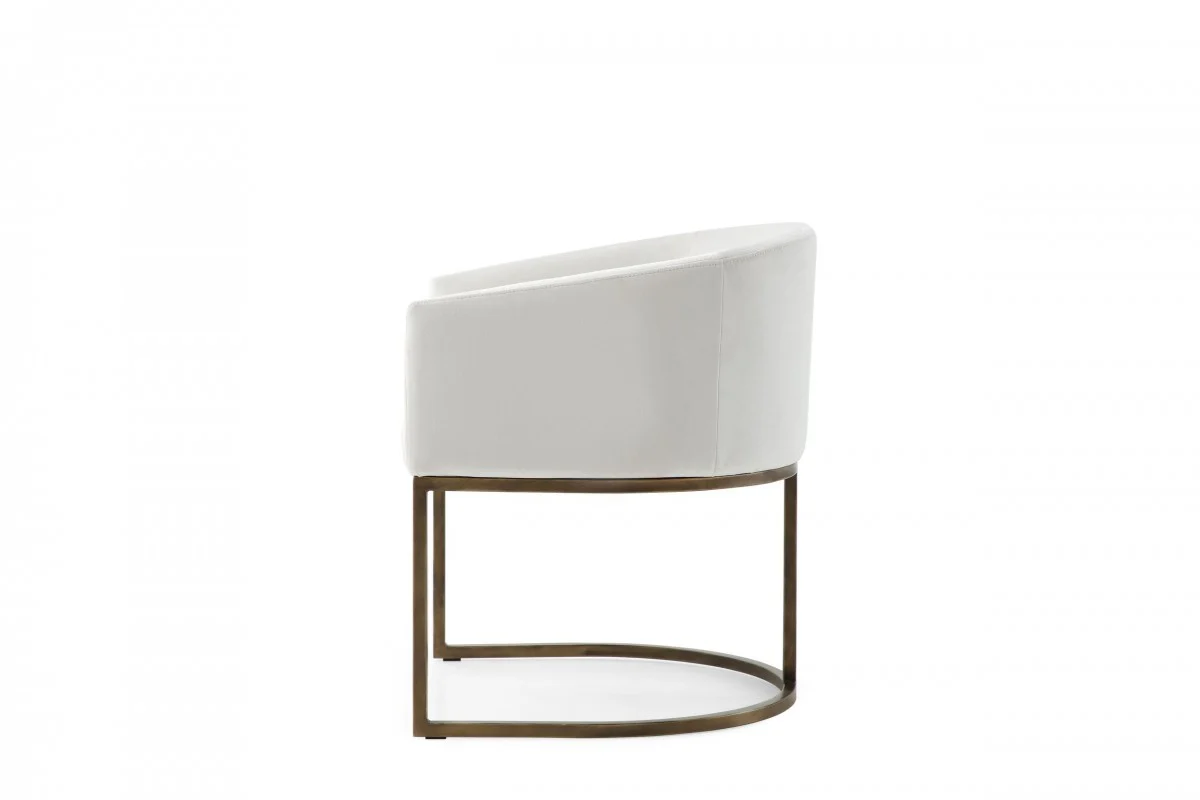 White Velvet Brass Modern Dining Chair By Homeroots - Image 4