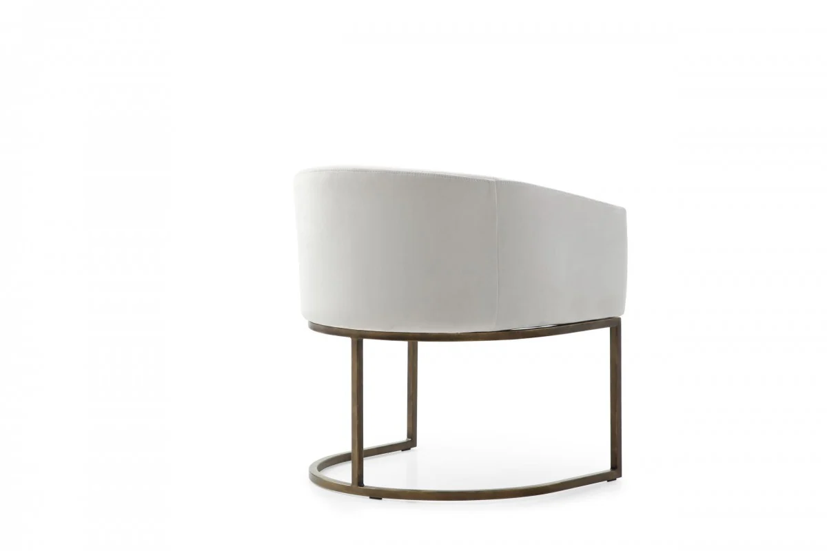 White Velvet Brass Modern Dining Chair By Homeroots - Image 5