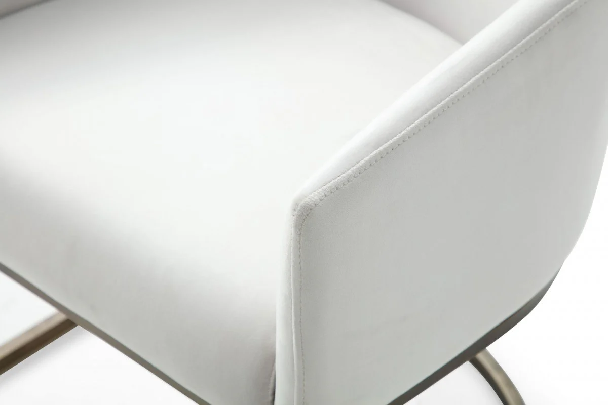 White Velvet Brass Modern Dining Chair By Homeroots - Image 6
