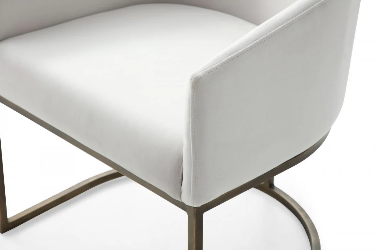 White Velvet Brass Modern Dining Chair By Homeroots - Image 8