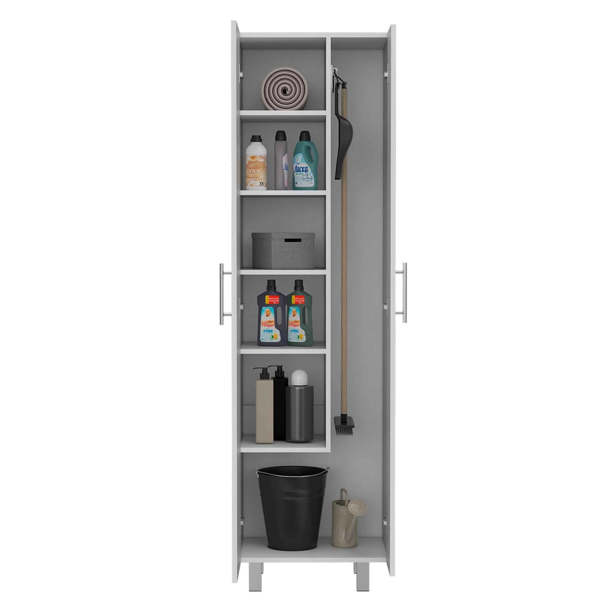 White Versatile Tall Pantry Or Laundry Cabinet By Homeroots - Image 5