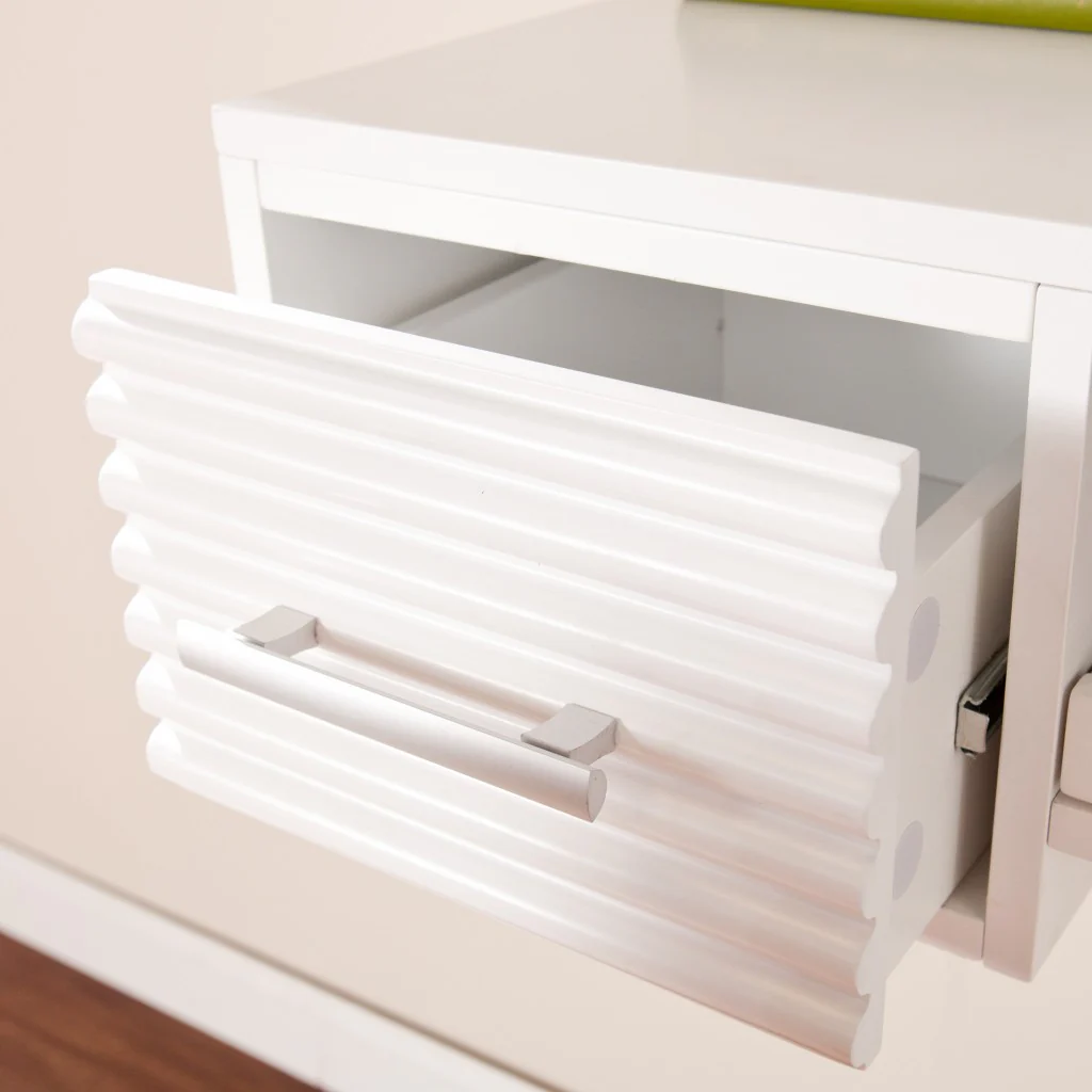 White Wall Mount Desk with Drawers By Homeroots - Image 2