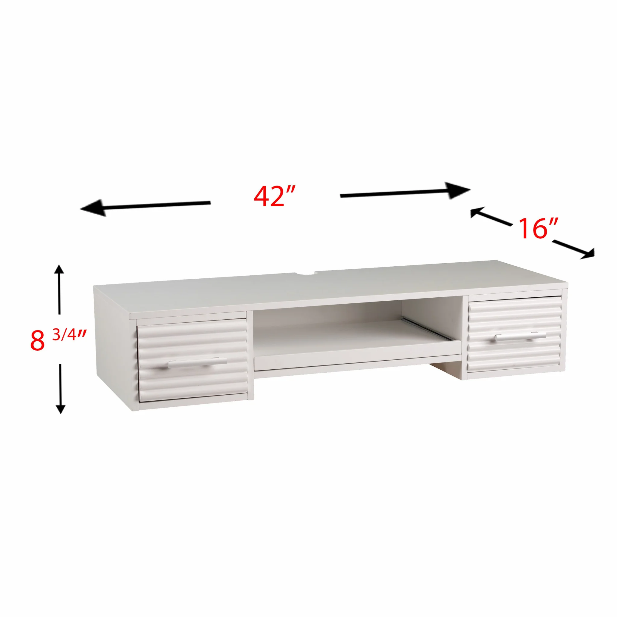 White Wall Mount Desk with Drawers By Homeroots - Image 4